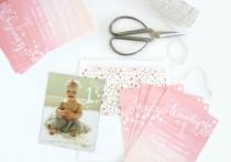 wedding photo - Ombre First Birthday Party Invitations