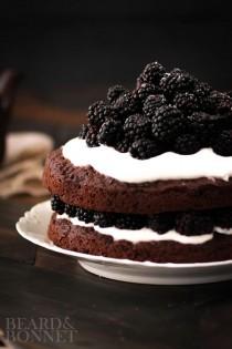wedding photo - Naked Chocolate Cake With Blackberries And Whipped Coconut Cream