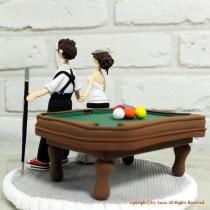 wedding photo - Playing Pool, Billiards Custom Wedding Cake Topper Decoration Gift Keepsake