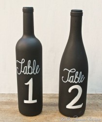 wedding photo - Chalkboard Wine Bottle Table Numbers - Set Of 10
