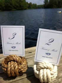 wedding photo - Nautical Wedding - 20 Nautical Rope Table Number Holders (4 Inches) - Smaller Knots