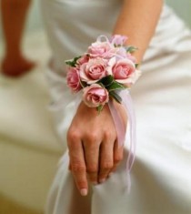 wedding photo - Pink Rose Wrist Corsage Wedding Corsages Bridesmaids