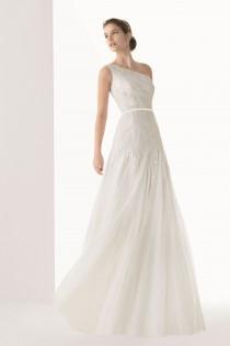 wedding photo -  Elegant One Shoulder Appliques Tulle Floor Length Wedding Dress UK