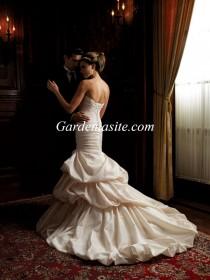 wedding photo -  Trumpet/Mermaid Strapless Court Train Tiered Applique Taffeta Wedding Dress 2014