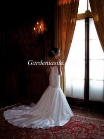 wedding photo -  Trumpet/Mermaid Sweetheart Chapel Train Bead Applique Charmeuse Wedding Dress 2014