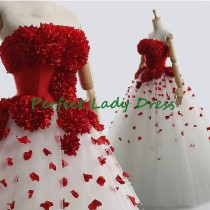 wedding photo - QQ225 Red And White Wedding Gown With Long Train,chic Quinceanera Dresses 2014,cheap Bridal Gown Under 300
