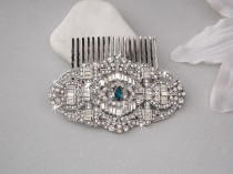 wedding photo -  1920s Style Bridal Hair Comb, Art Deco Style Hair Comb, Crystal Hair Comb, Wedding Hair Comb, Wedding Accessories, Something Blue- SCARLETT
