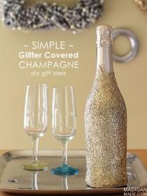 wedding photo - Simple-glitter-covered-champagne-bottle-0_zps580f9b70