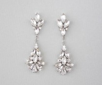 wedding photo -  Wedding Earrings - Chandelier Bridal Earrings, Vintage Wedding, Crystal Earrings, Dangle Earrings, Teardrop Earrings, Wedding Jewelry