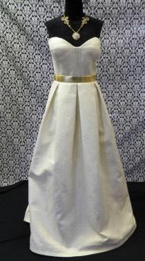 wedding photo - Ivory And Gold Cotton Matelasse A-Line Wedding Gown