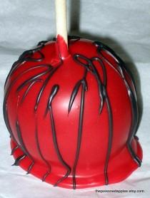 wedding photo - 50 Black And Red Caramel Apples Wedding Favors, Party Favors Caramel Apples