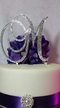 wedding photo -  6" Tall Initial Monogram Cake Topper Crystal Swarovski Crystal Rhinestone A B C D E F G H I J K L M N O P Q R S T U V W X Y Z