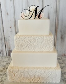 wedding photo -  5" Tall Initial Monogram Wedding Cake Topper Letter A B C D E F G H I J K L M N O P Q R S T U V W X Y Z