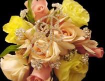 wedding photo -  Single Crystal Bouquet Letter & 3 Bouquet Crystal Swirls (Set of 6 stems)