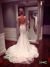 wedding photo - Lace Wedding Dress Open Back Wedding Dress Boho Wedding Dress Lace Wedding Dress Lace Wedding Gown Vintage Wedding Dress With Fishtail
