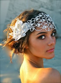wedding photo - Vintage Inspired Crystal Bridal Head Cap- Juliet