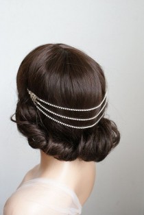 wedding photo - 1920s Wedding Headpiece - Downton Abbey Style Bridal Accessory - Vintage Headpiece - Silver Crystal Hair Accessory