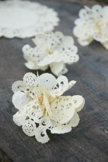 wedding photo - {DIY} Rustic   Vintage Grapevine Wreath With Charming Paper Doily Flowers