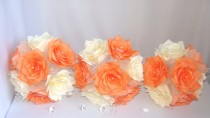 wedding photo -  Orange Bridal bouquet, Fall wedding bouquet, Halloween Bouquet, Paper Bouquet, Fake flower bouquet, silk bouquet, Rose bouquet,Ivory bouquet