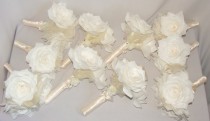 wedding photo -  White Bridal bouquets, Ivory wedding bouquet, Paper Bouquets, Artificial bouquets,Fake flower bouquets, silk bouquets, Satin flower bouquet