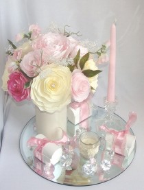 wedding photo -  Romantic wedding decor, Pink bridal decor, Wedding centerpieces, Baby shower decor, bridal shower decor, Faux floral decor, Paper flowers