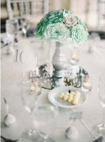 wedding photo -  Mint Green Wedding Centerpiece, Bridal table Centerpiece, Quinceanera Decor, Bridal shower decor, baby shower decor, silver wedding decor