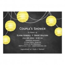 wedding photo - Lanterns On Chalk Couple's Shower Invite In Yellow