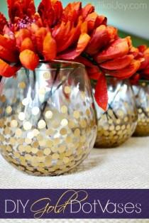 wedding photo -  DIY Gold Polka Dot Vases