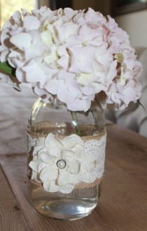 wedding photo - Large Burlap Mason Jar/Vase