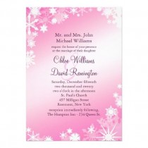 wedding photo - Soft Pink Snowflakes Wedding Invitation 2