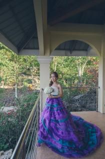 wedding photo - Dogs of honor, a fabulous purple dress, and tons of family at this beach wedding in the Philippines