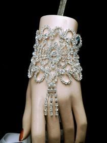 wedding photo -  Bridal Art Deco Bracelet - Free Shipping -The Great Gatsby Crystal Cuff Bridal Bracelet- Wedding Jewelry-Vintage Style Rhinestone Bracelet