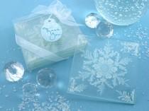 wedding photo - Frosted Snowflake Glass Coasters