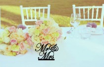 wedding photo -  Mr and Mrs head table wedding sign