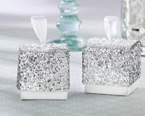 wedding photo - Sparkle and Shine Silver Glitter Favor Box (Set of 24)