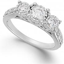 wedding photo - TruMiracle® Diamond Three-Stone Ring in 14k White Gold (1 ct. t.w.)