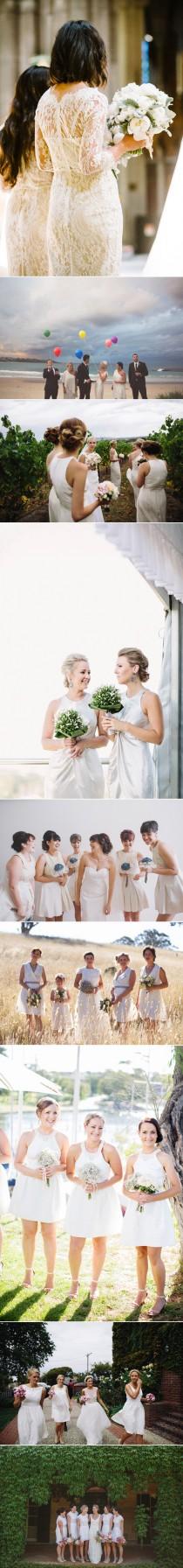 wedding photo - Bridesmaids In White - Polka Dot Bride