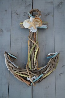 wedding photo - Driftwood Anchor With Seashells