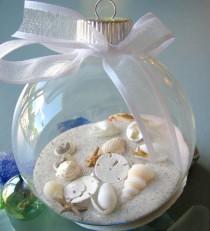 wedding photo - Beach Decor Seashell Christmas Ornament - Nautical Shell Holiday Ornament Ball
