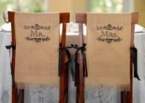 wedding photo -  Mr. and Mrs. Burlap Chair Covers