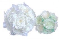 wedding photo -  Mint Green bouquet, White Paper Bouquet, Grey toss bouquet, Fake flower bouquet, silk flower bouquet, faux flower bouquet, Bridemaid bouquet