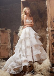 wedding photo -  Ivory Strapless Twist Sweetheart Bodice Tiered Ball Gown Wedding Dress