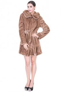 wedding photo -  Hanna/luxury faux light coffee mink fur with ruby button middle women coat