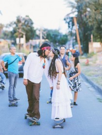 wedding photo - Skateboarding Hippie Wedding in The Philippines: Mark & Chai