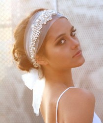 wedding photo - Crystal Head Wrap (with Detachable Head Wrap) - Allison