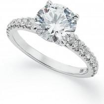 wedding photo - X3 Certified Diamond Pave Solitaire Engagement Ring in 18k White Gold (2-1/2 ct. t.w.)