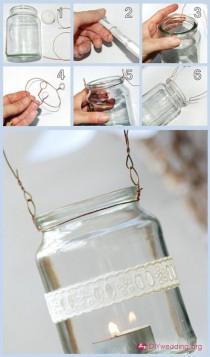 wedding photo -  Garden Lanterns – How To Hang Mason Jars With Wire.