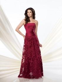wedding photo -  Strapless Red Pleated Satin and Tulle A-line Mother of the Bride Dress