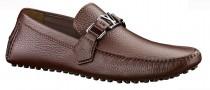 wedding photo -  LOUIS VUITTON Mens Brown Grained Leather Loafers Shoes