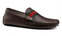 wedding photo - GUCCI Men's Driver Brown Loafers Pebble Sole Shoes